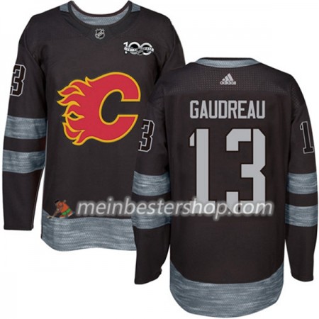 Calgary Flames Johnny Gaudreau 13 1917-2017 100th Anniversary Adidas Schwarz Trikot Authentic - Herren